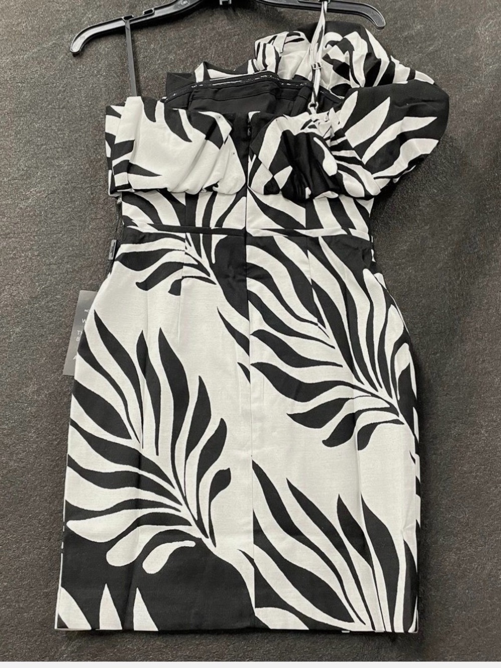 White House Black Market Black & White One-Shoulder Ruffle Dress - Picture 5 of 7